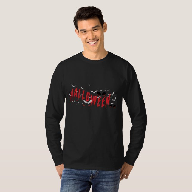 T-shirt Effrayant oeil, humeur d'Halloween (Devant entier)
