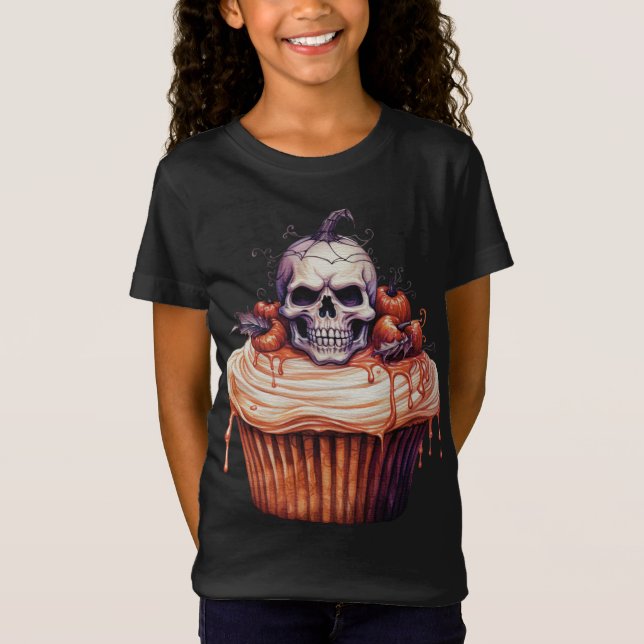 T-Shirt ÉFFRAYANT ORANGE CITROUILLE HALLOWEEN CUPCAKE (Devant)