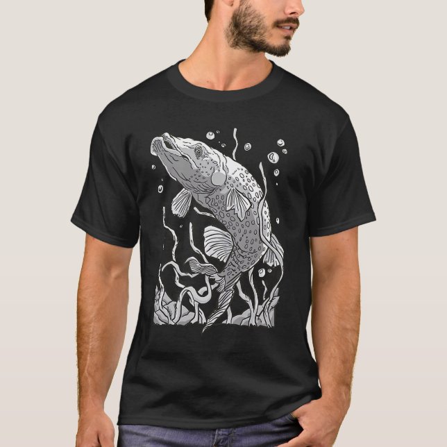 T-shirt Effrayant prédateur de poissons sous-marins (Devant)