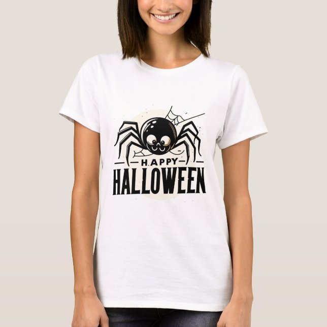 T-shirt Éffrayant Spider et Happy Halloween (Devant)