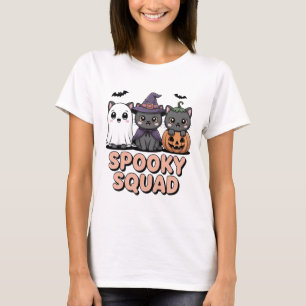 T-shirt éffrayant Squad Cute Halloween Chats Kaw