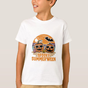 T-shirt Éffrayant Summerween - citrouilles sur la plage