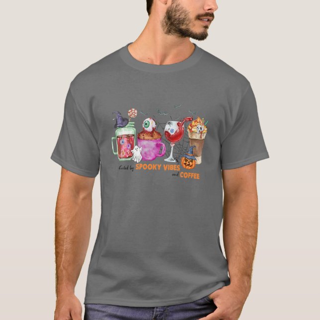 T-shirt Éffrayant Vibes Café Citrouille Halloween Thanksgi (Devant)