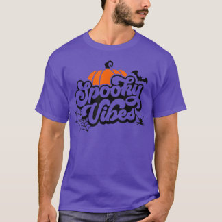 T-shirt Éffrayant Vibes Citrouille et Spiderweb Halloween