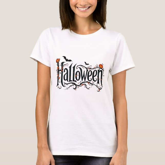 T-shirt éffrayante de typographie d'Halloween avec (Devant)