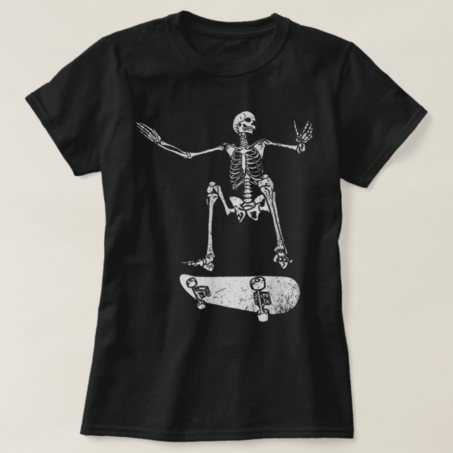 T-shirt Éffrayante fête d'Halloween - Skateboard skeleton  (Design devant)