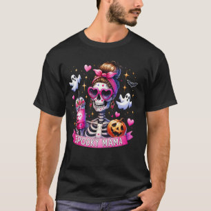T-shirt Éffrayante Mama Skeleton Maman Coffee Jack-o'-lant