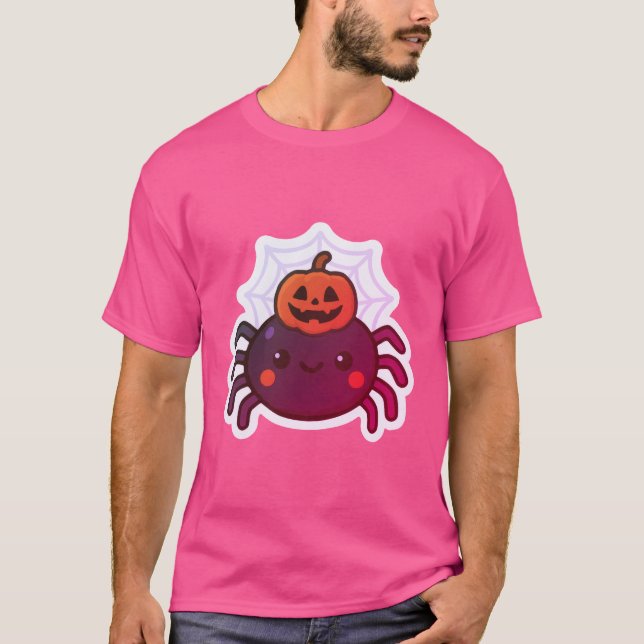 T-shirt Éffrayante mignonne Kawaii Araignée d'Halloween (Devant)