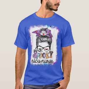 T-shirt Éffrayante Nicu Nurse Messy Bun Boo Nurse Hallowee
