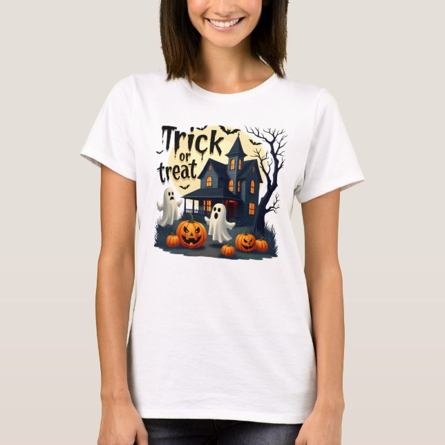 T-shirt Éffrayante nuit d'Halloween sur la scène de la mai (Devant)