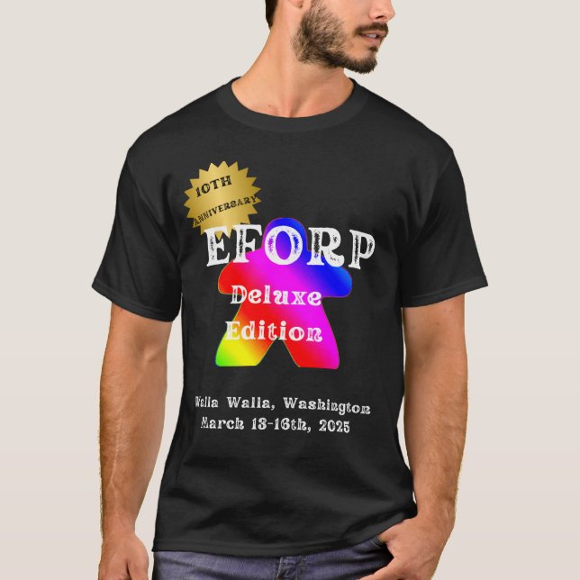 T-shirt EFORP 2025 Official Rainbow Meeple (Devant)