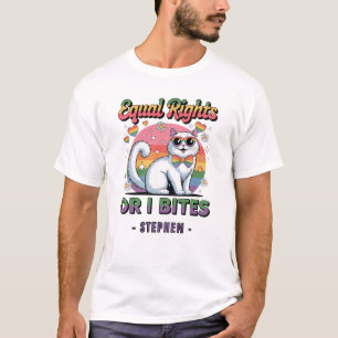 T-shirt Égalité des droits - Drôle mignon chat blanc Fiert