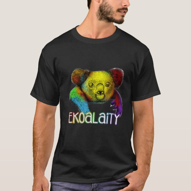 T-shirt Égalité Ekoality Cute Koala Rainbow Lgbt Pride F (Devant)