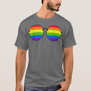 T-shirt Égalité Queer Pride Mois Arc-en-ciel Flag Lunettes