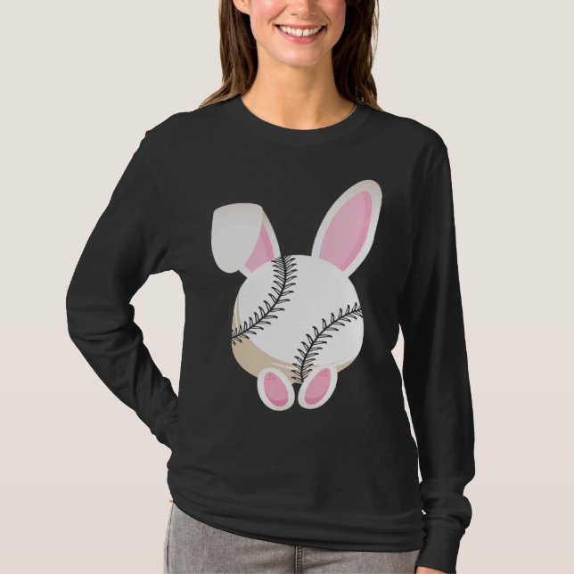 T-shirt Egg Baseball Rabbit Bunny Ears Funny Easter Day Pl (Devant)