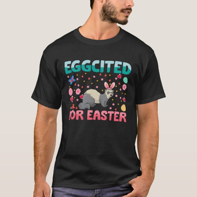 T-shirt Eggcited For Easter Bunny Ferret Rabbit Kids (Devant)