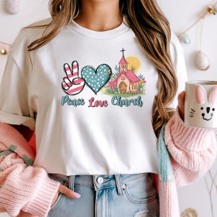 T-shirt Église de l'amour de la paix rétro chrétien