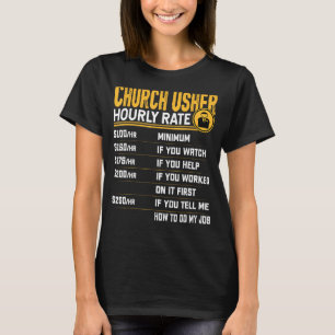 T-shirt Église Usher Horaire Note Amusante Église chrétien