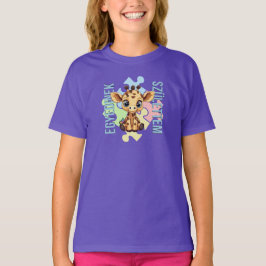 T-shirt Egyedinek születtem – kedves zsiráfos design