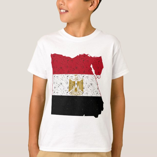 T-shirt Egypte Drapeau Carte Crackle (Devant)