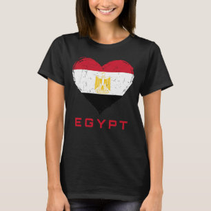 T-shirt Egypte Drapeau Coeur en détresse femmes noir