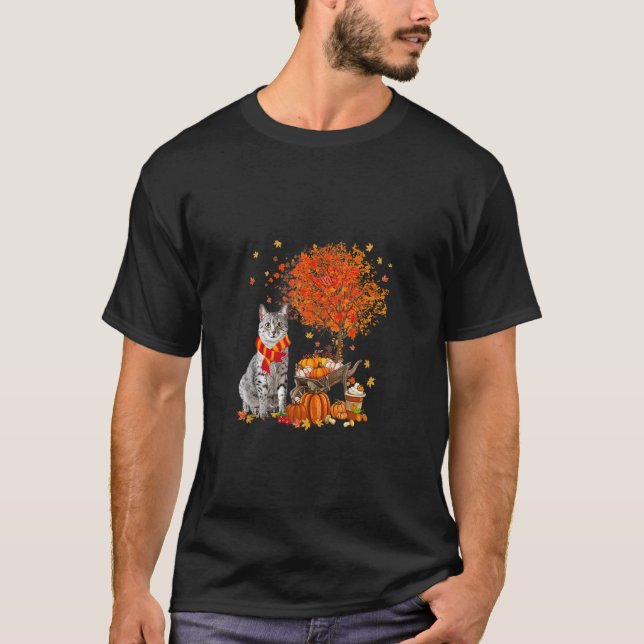 T-shirt Egyptien Mau Cat Thanksgiving Automne Animaux Amou (Devant)