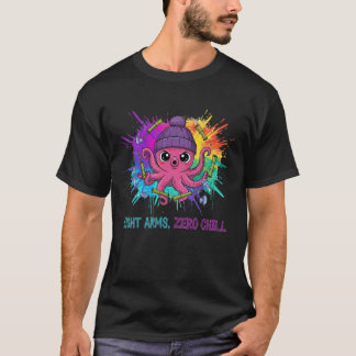 T-shirt Eight Arms, Zero Chill – Cute Pink Octopus 