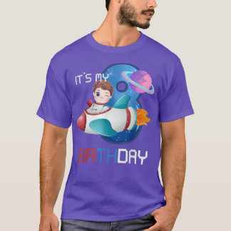 T-shirt Eight Birthday Little Space Lover Boy 8 Years Astr