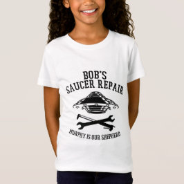 T - Shirt eines Mädchens mit Saucer-Repair-Logo de
