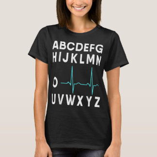 T-shirt EKG Alphabet Heartbeat Line Doctor Cardiology Nurs