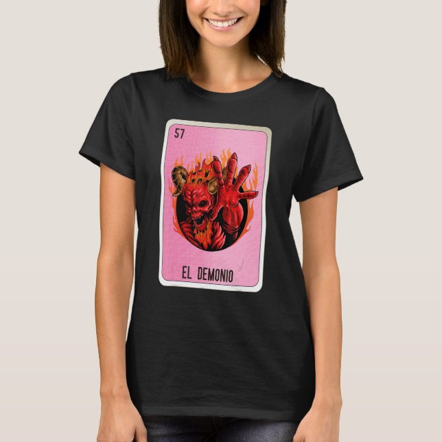 T-shirt El Demonio Mexican Slang Lottery Bingo Cards (Devant)