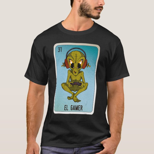 T-shirt El Gamer Cartes de Bingo de loterie mexicaine (Devant)