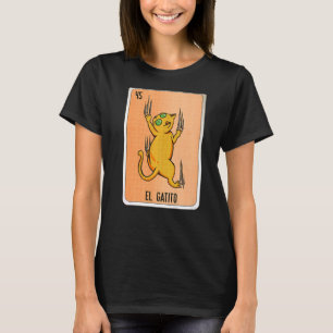 T-shirt El Gatito Cartes de Bingo de loterie d'argot mexic