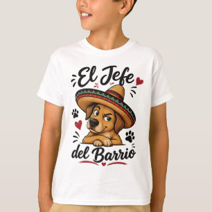 T-shirt El Jefe del Barrio Chien Drôle en Sombrero