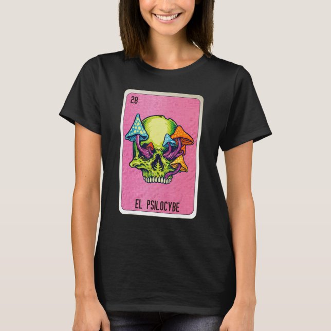 T-shirt El Psilocybe Mexican Slang Lottery Bingo Cards (Devant)