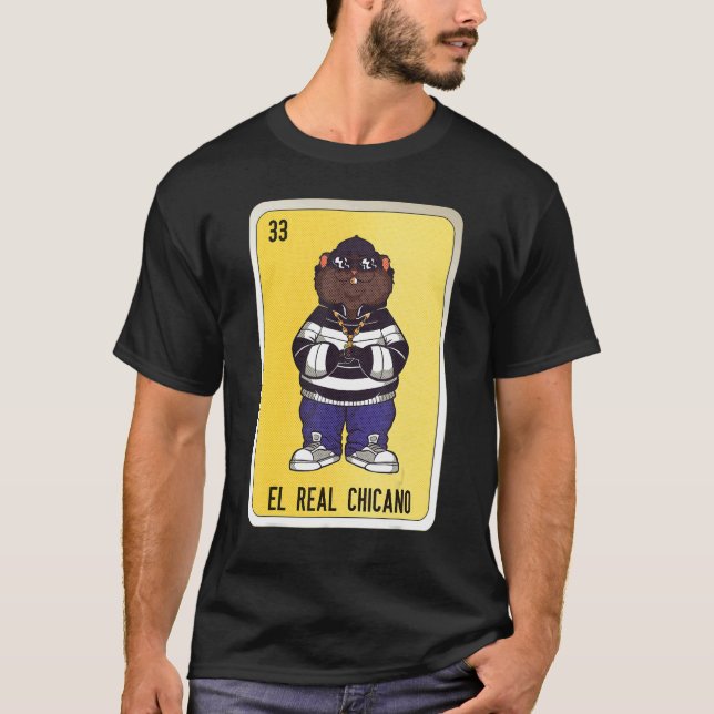 T-shirt El Real Chicano Mexican Slang Lottery Bingo Cards (Devant)