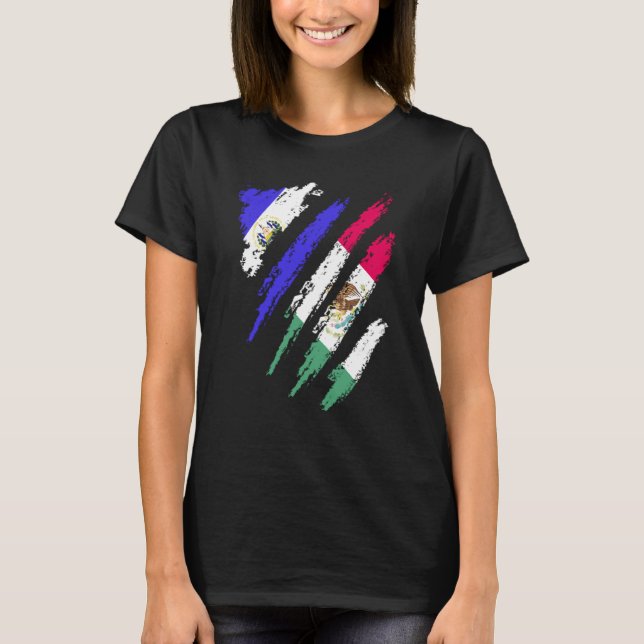 T-shirt El Salvador Flag Mexico Grown Patriot Country Stri (Devant)