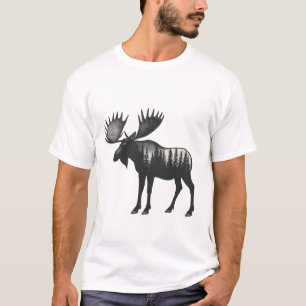 T-shirt Élan des forêts boisées hivernales modernes et ten