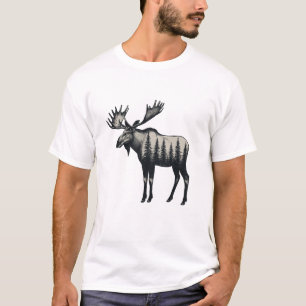 T-shirt Élan des forêts boisées hivernales modernes et ten
