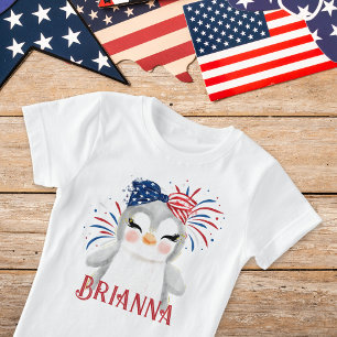 T-Shirt Élastique à cheveux du drapeau de pingouin et feux