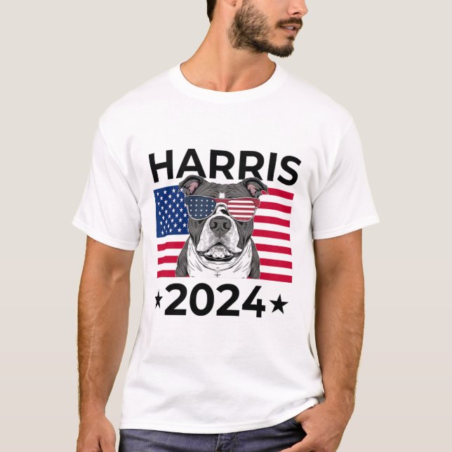 T-shirt Election Vote Kamala Harris 2024 Pitbull Dog Usa F (Devant)