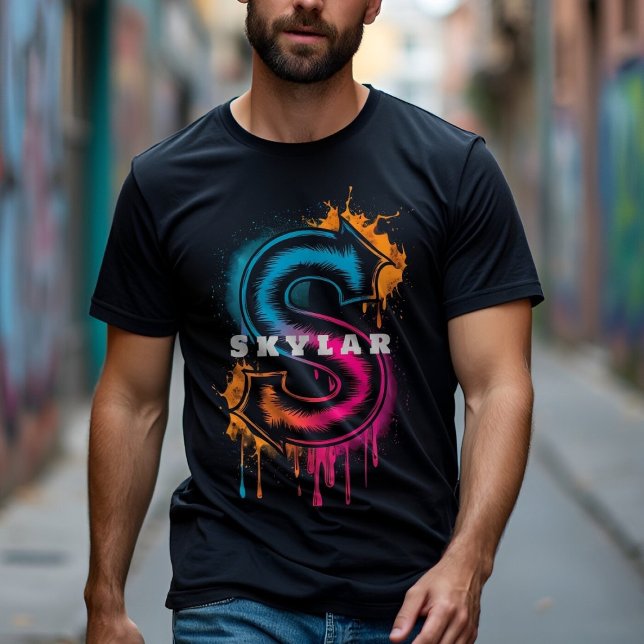 T-shirt Electric S : Monogramme de graffiti personnalisabl (Créateur téléchargé)