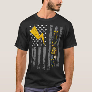 T-shirt Electrician USA Flag Tension Lineman Circuit Cable