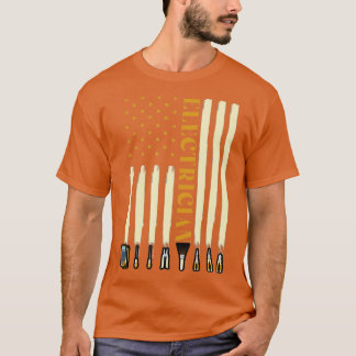 T-shirt Electricien Américain Drapeau Patriot Réparer Elec