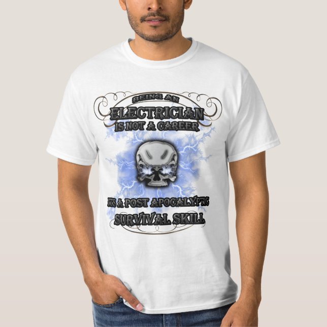 T-shirt Électricien - compétence apocalyptique de survie (Devant)