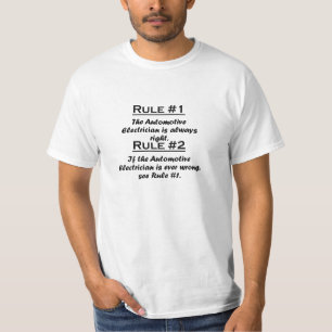 T-shirt Électricien des véhicules à moteur de règle