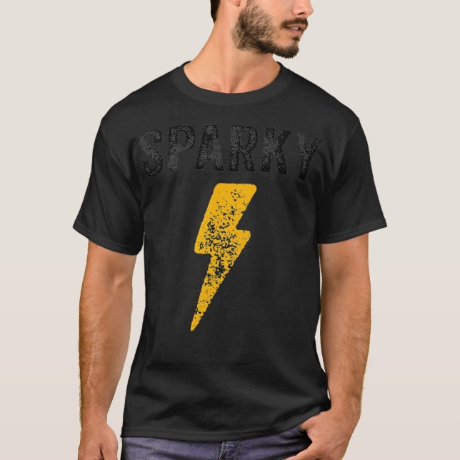 T-shirt Électricien Drôle Sparky Surnom Éclair D (Devant)