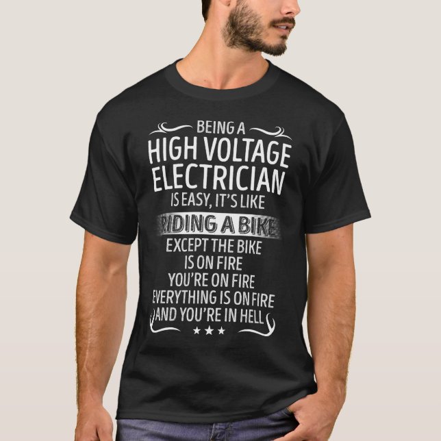 T-shirt Électricien Haute Tension Comme Vélo À Voiture (Devant)