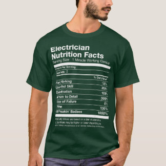 T-shirt Électricien Liste de la valeur nutritive Drôle