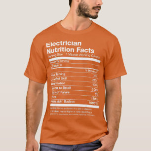 T-shirt Électricien Liste de la valeur nutritive Drôle